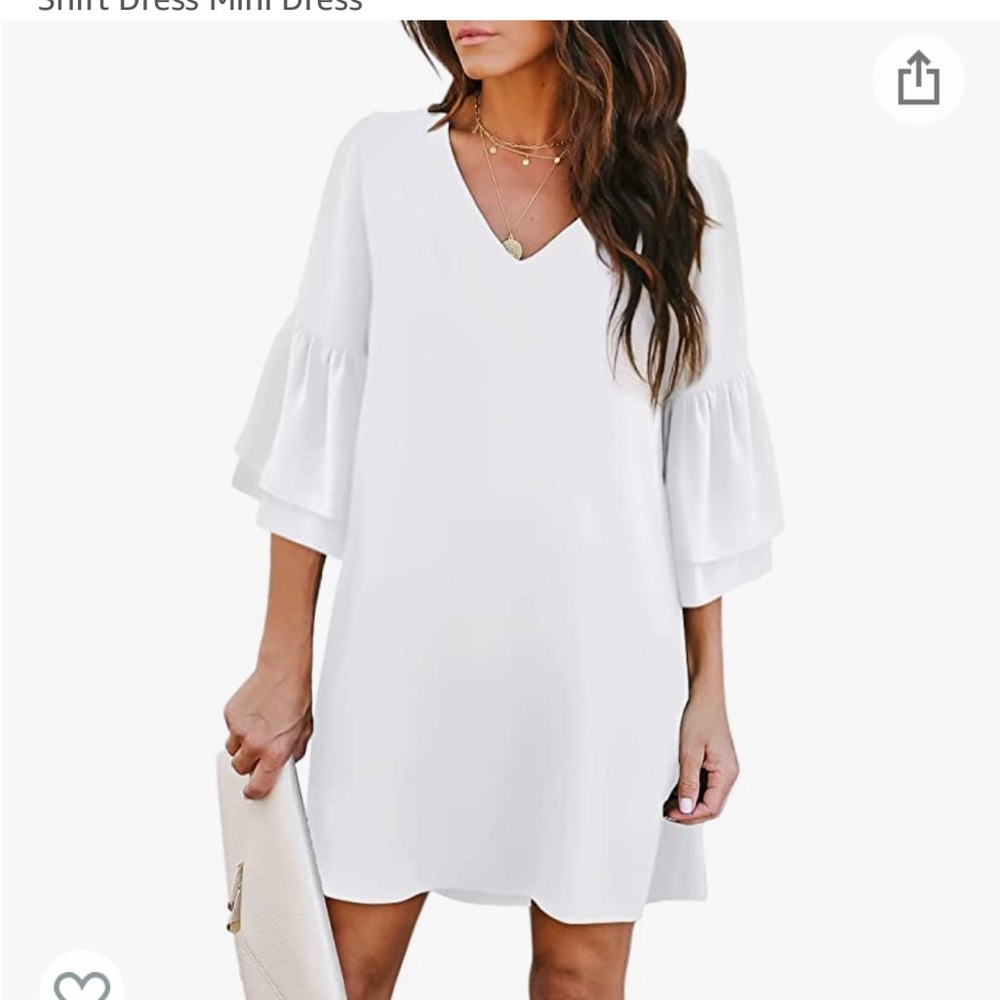NWT BELONGSCI Women's Dress V-Neck Bell Sleeve Shift Dress Mini Dress XL